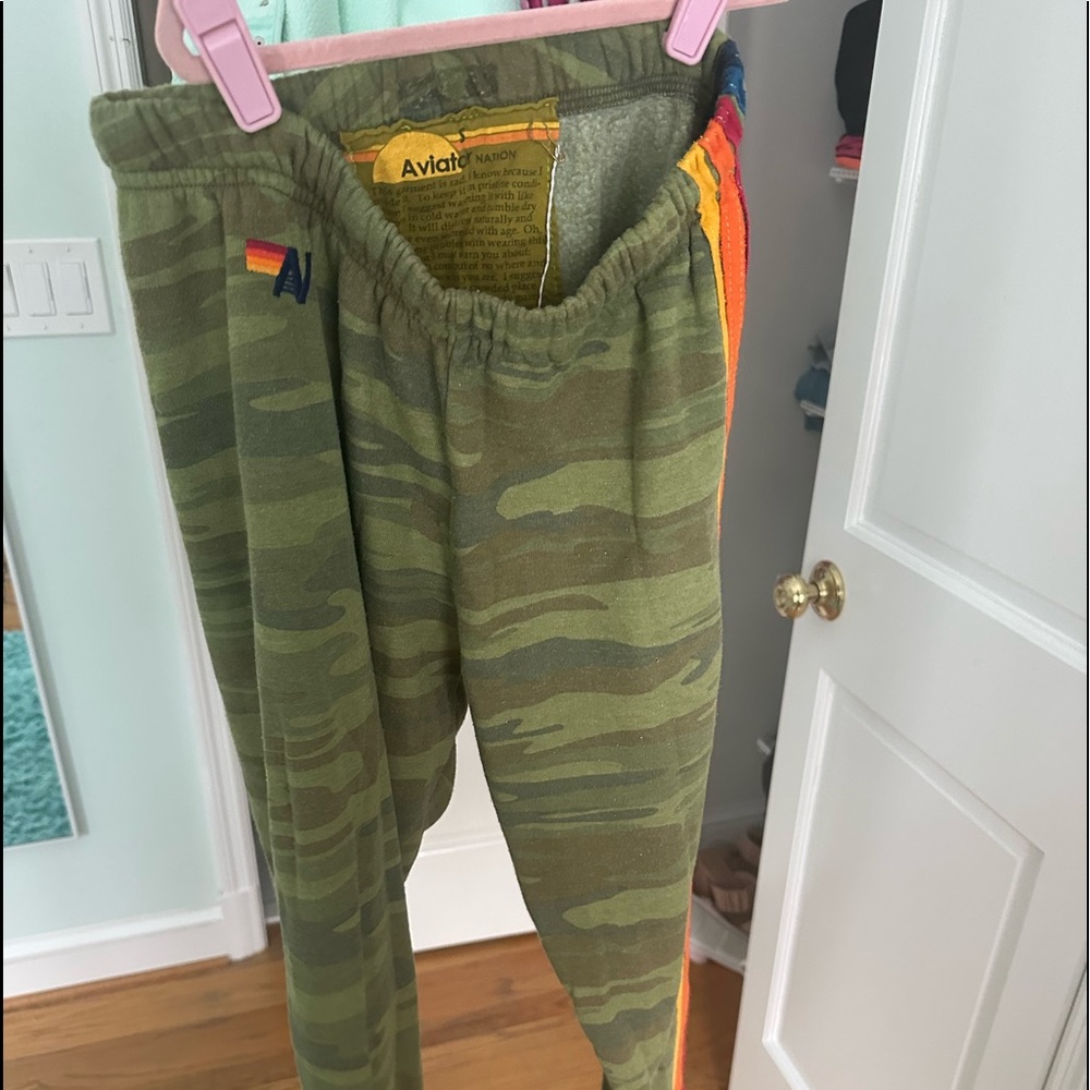 aviator nation camo stripped sweatpants